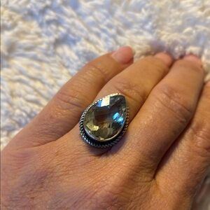 Citrine Sterling Silver Teardrop Ring Sz 8